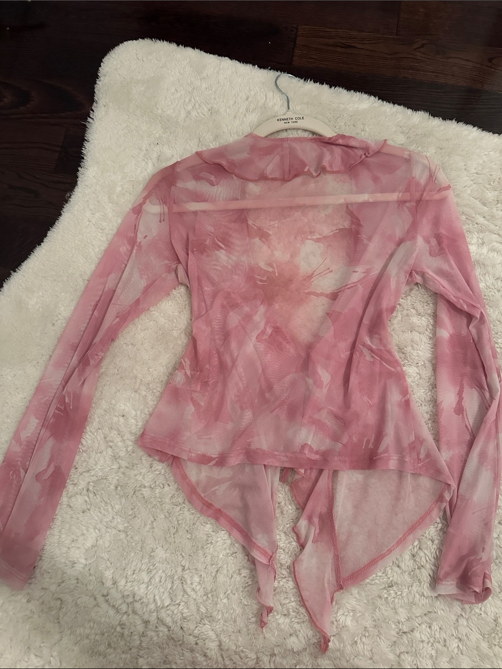 Pink Sheer Ruffle Tie-Front Top - Picture 2 of 3